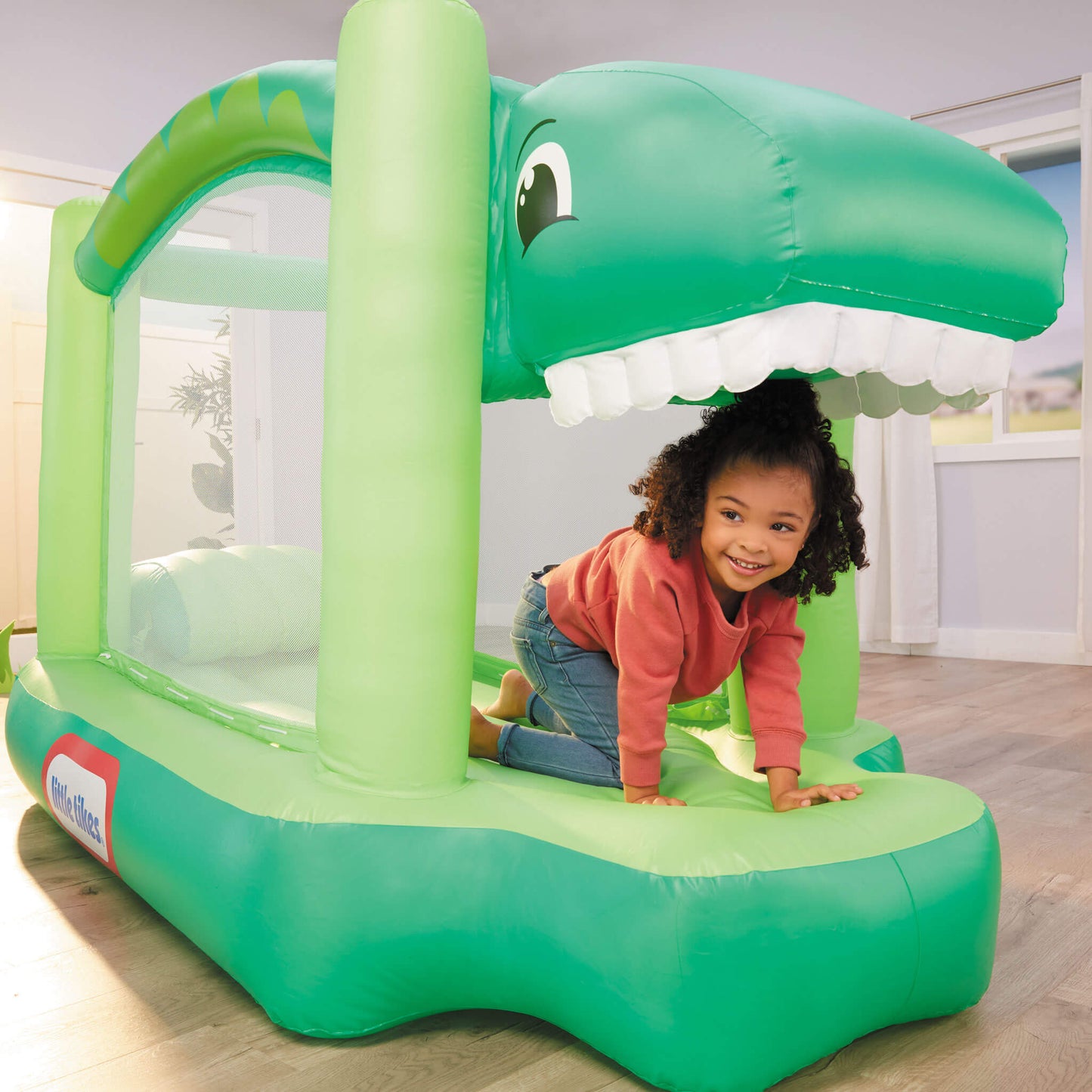 Dino Bouncer – Indoor Inflatable Bouncer with Built-In Blower & Mesh Enclosure