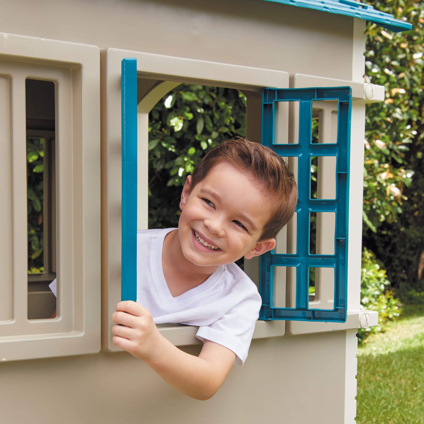Cape Cottage Playhouse Blue – Indoor & Outdoor Playhouse with Working Door and Shutters