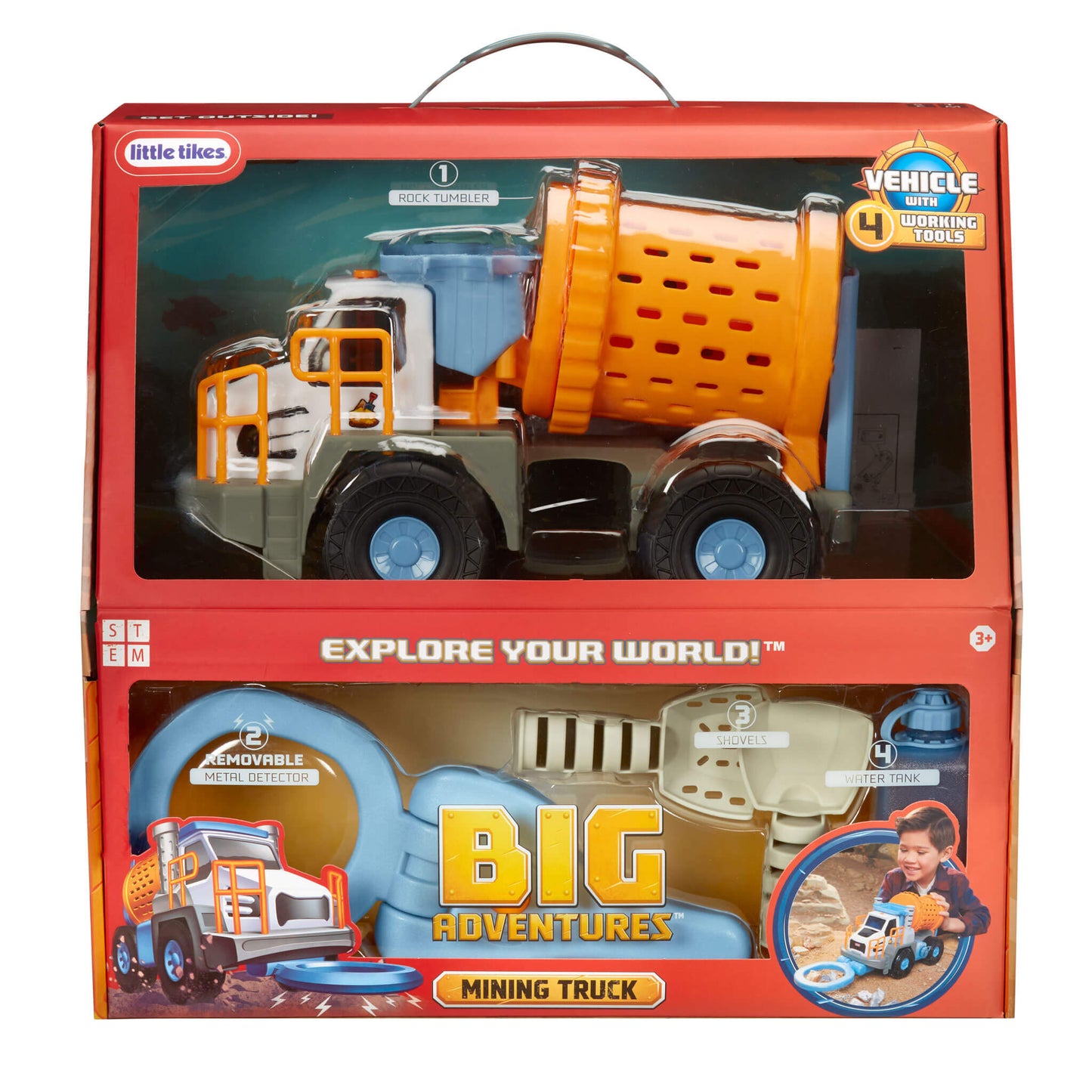 Big Adventures Metal Detector Mining Truck with Metal Detector, Rock Tumbler & Tools