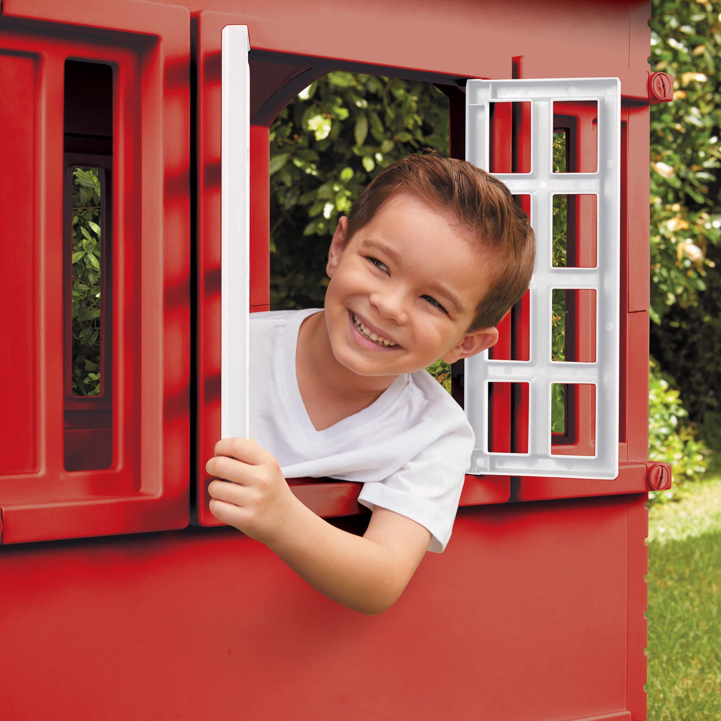 Cape Cottage Playhouse Red – Indoor & Outdoor Playhouse with Working Door and Shutters