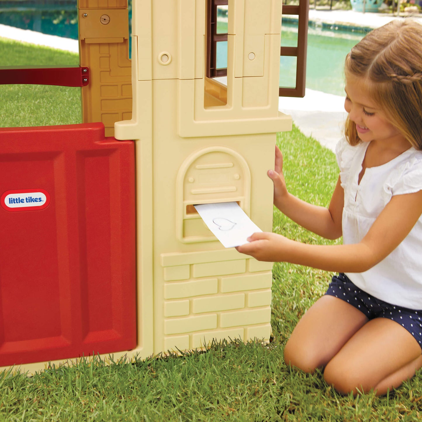 Cape Cottage Playhouse Tan – Indoor & Outdoor Playhouse with Working Door and Shutters