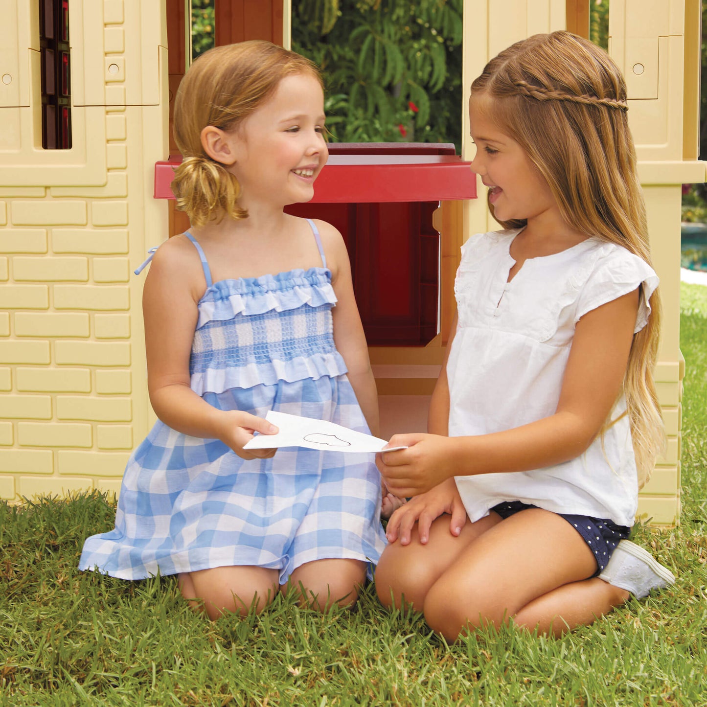 Cape Cottage Playhouse Tan – Indoor & Outdoor Playhouse with Working Door and Shutters